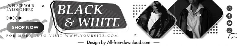 fashion channel banner template black and white realistic decor