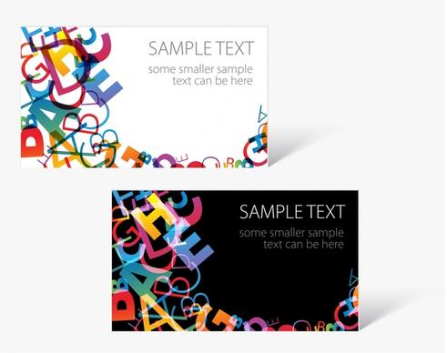 card templates colorful texts decor messy design