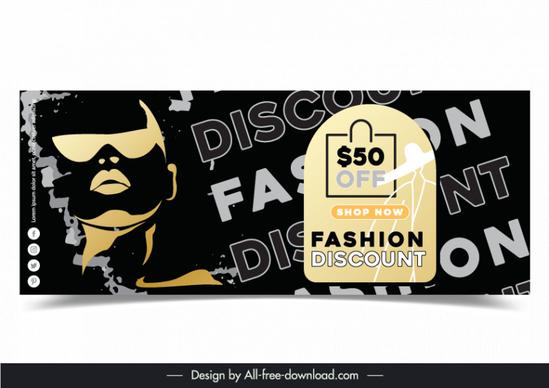 fashion discount banner template dark silhouette