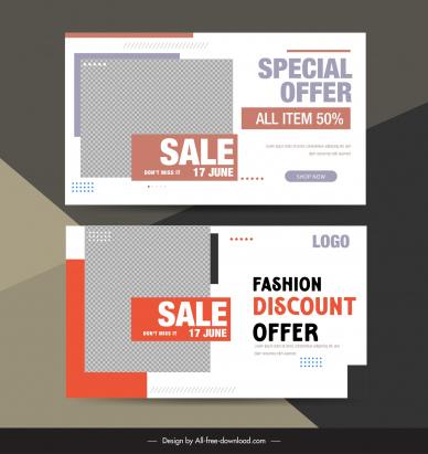 fashion discount banner template elegant checkered geometry