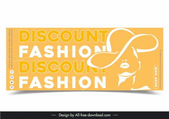 fashion discount banner template woman face silhouette