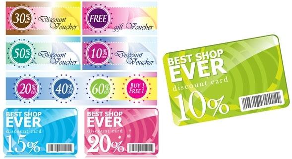 fashion discount card template vector with discount coupons
