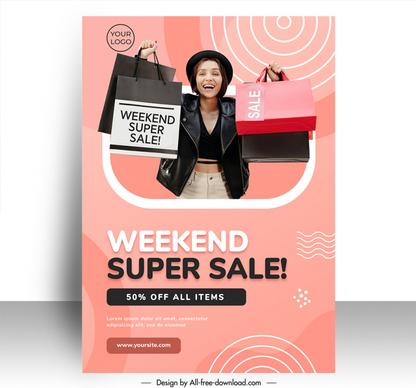 fashion discount sale poster template happy shoppers circles decor