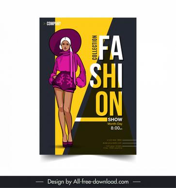 fashion flyer template handdrawn cartoon model 
