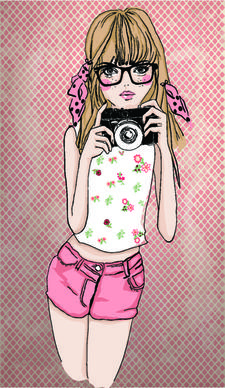 fashion girl with camera vector