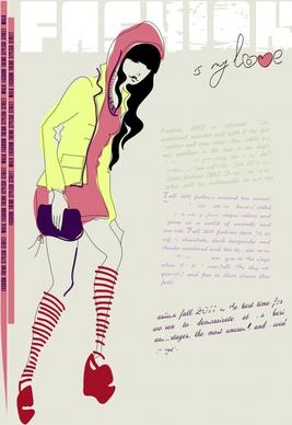 fashion girls vector illustration sketch lines