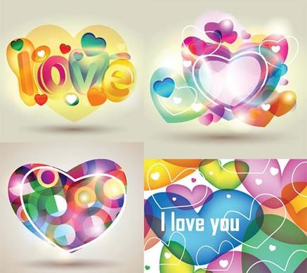 love background templates colorful dynamic hearts layout