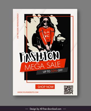 fashion mega sale banner dark classical handdrawn sketch