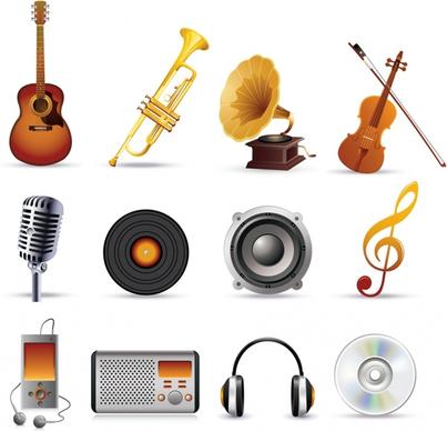 music icons modern 3d sketch