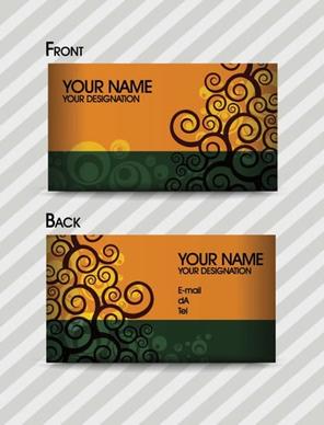 business card template dark elegant flat curves decor