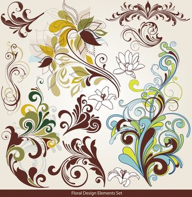 pattern design elements colored classical flat curves decor
