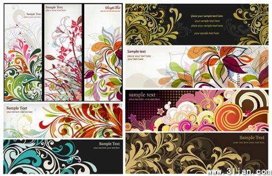 card cover templates colorful floral curves decor