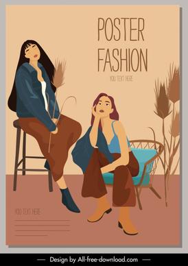 fashion poster template beautiful models sketch