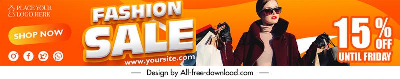 fashion sale channel banner template shopper sketch modern realistic design
