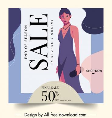fashion sale poster elegant woman clothing sketch