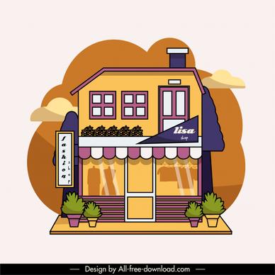 fashion shop exterior template colorful flat sketch