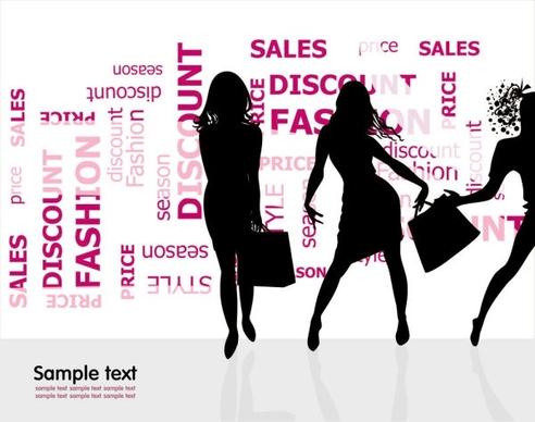fashion shopping beauty silhouette 01 vector