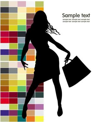 fashion shopping beauty silhouette 02 vector