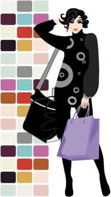 fashion shopping beauty silhouette 05 vector