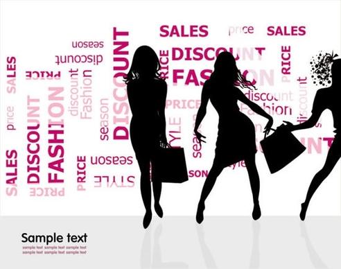 fashion sale background models silhouettes texts layout