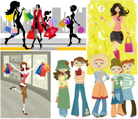 fashion shopping girl vector