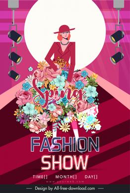 fashion show flyer template female model cartoon