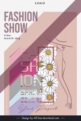fashion show flyer template model sketch flowers decor