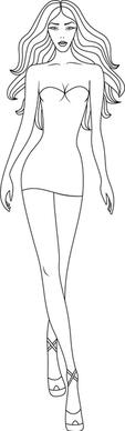 fashion woman outline vector