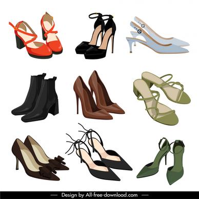 fashion woman shoes design elements elegant sketch