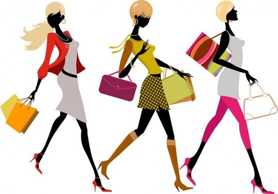 fashion background shopping women icons modern silhouette sketch