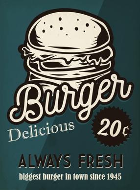 fast food advertisement burger icon retro design
