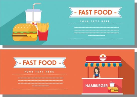 fast food banner sets colored food shop decoration