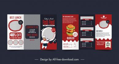 fast food  brochure templates collection contrast checkered decor