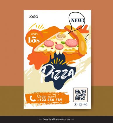 fast food flyer template flat pizza sketch