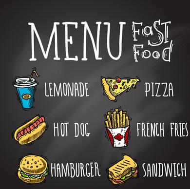fast food menu hand drawn vector