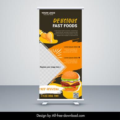 fast food restaurant banner template vertical checkered contrast