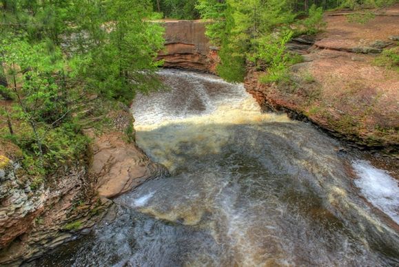 fast moving river at amnicon falls state park wisconsin