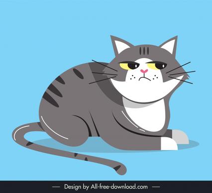 fat cat design elements flat handdrawn cartoon 