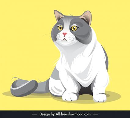 fat cat design elements modern handdrawn grayish white coat color