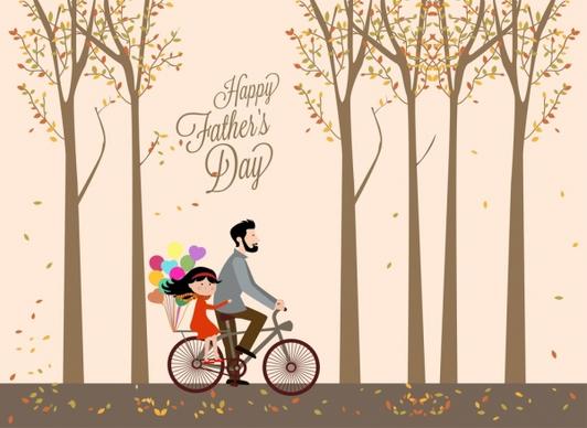 father day background autumn landscape daddy riding daughter