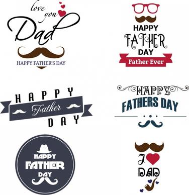 father day logotypes various colored symbols decoration