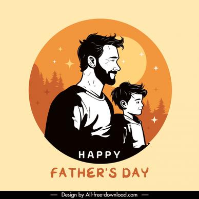 fatherday banner template handdrawn cartoon 