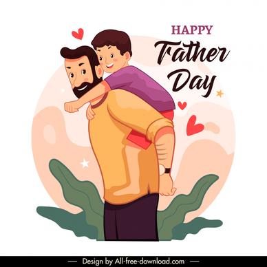 fatherday poster template cute da son cartoon