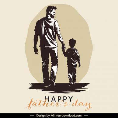 fatherday poster template dynamic handdrawn cartoon 