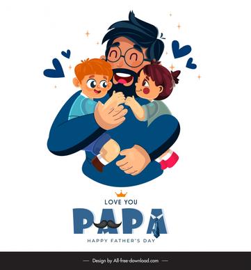 fathers day design elements cute cartoon characters