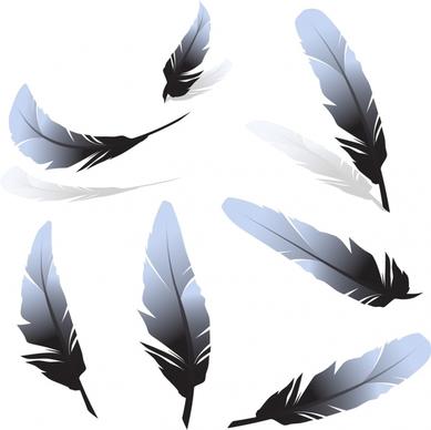 feathers icons dynamic modern handdrawn design