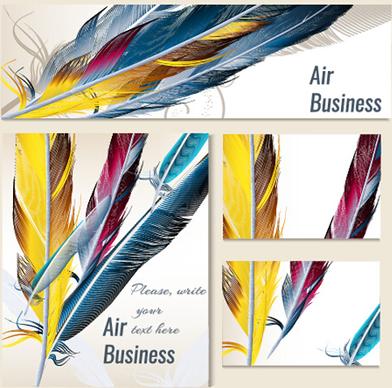 feathers banner with cards vector
