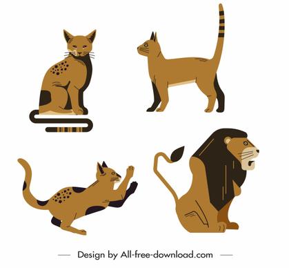feline animals icons cat lion sketch