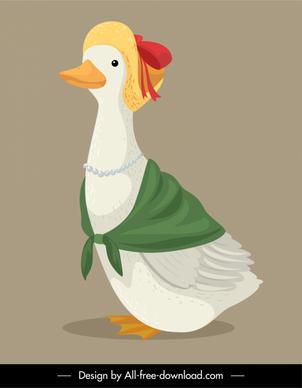 female duck icon funny stylized sketch