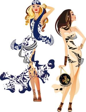 female fashion illustrator 04 vector